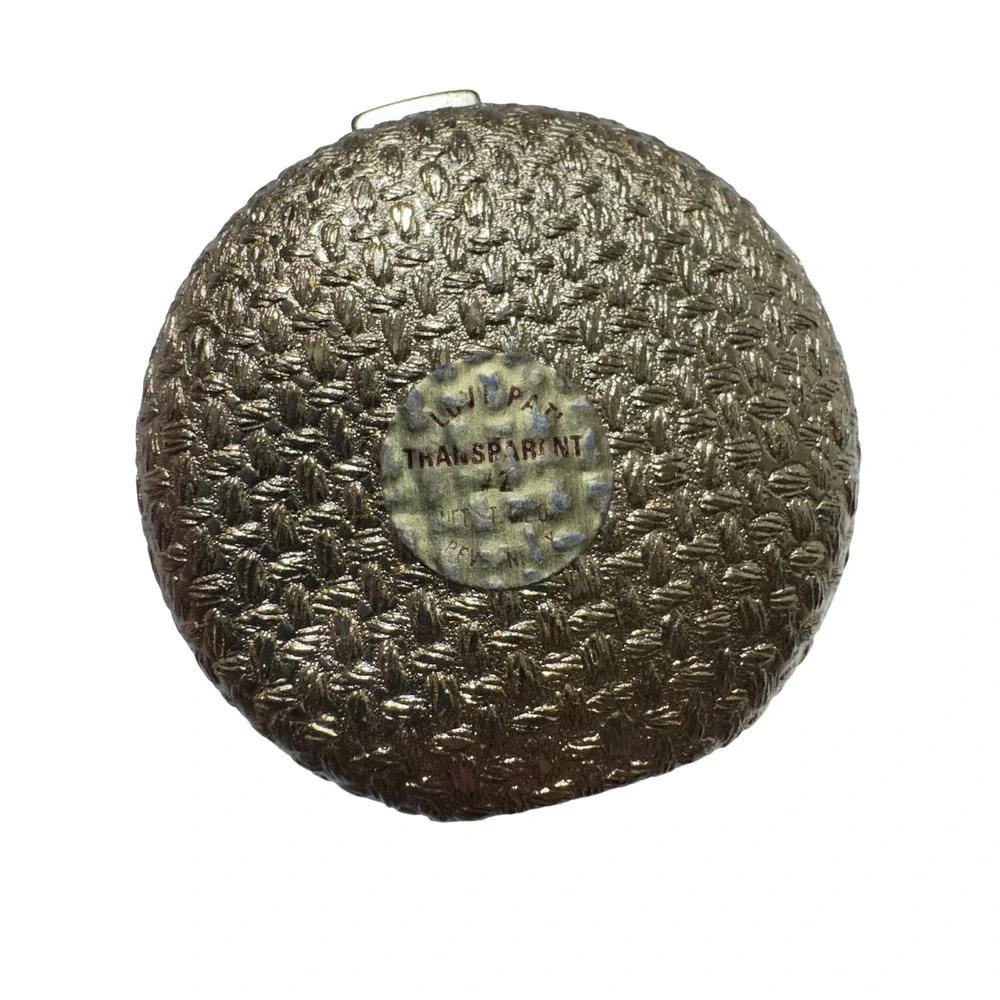 Vintage 60s Love-Pat Pressed Powder Compact Gold Basket‎ Weave Transparent No. 2